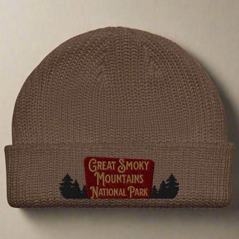 Great Smoky Mountains Embroidered National Park Sign Beanie - MENLL