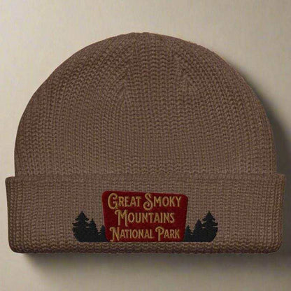 Great Smoky Mountains Embroidered National Park Sign Beanie - MENLL