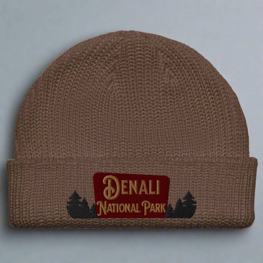 Denali National Park Sign Embroidered Beanie - MENLL