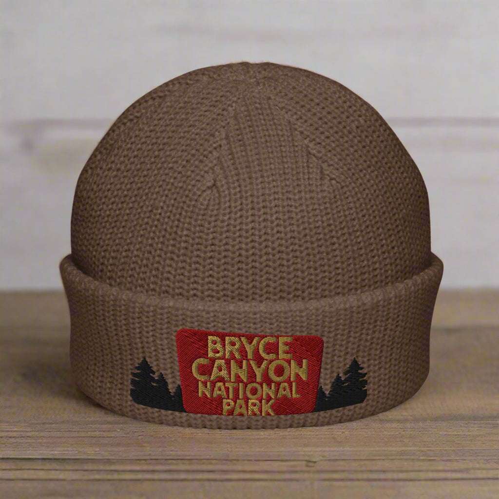 Bryce Canyon National Park Sign Embroidered Wharf Beanie - MENLL