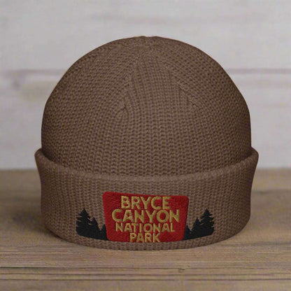 Bryce Canyon National Park Sign Embroidered Wharf Beanie - MENLL
