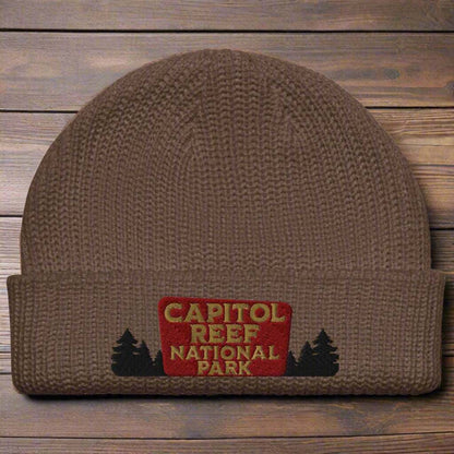 Capitol Reef National Park Sign Wharf Style Beanie - MENLL