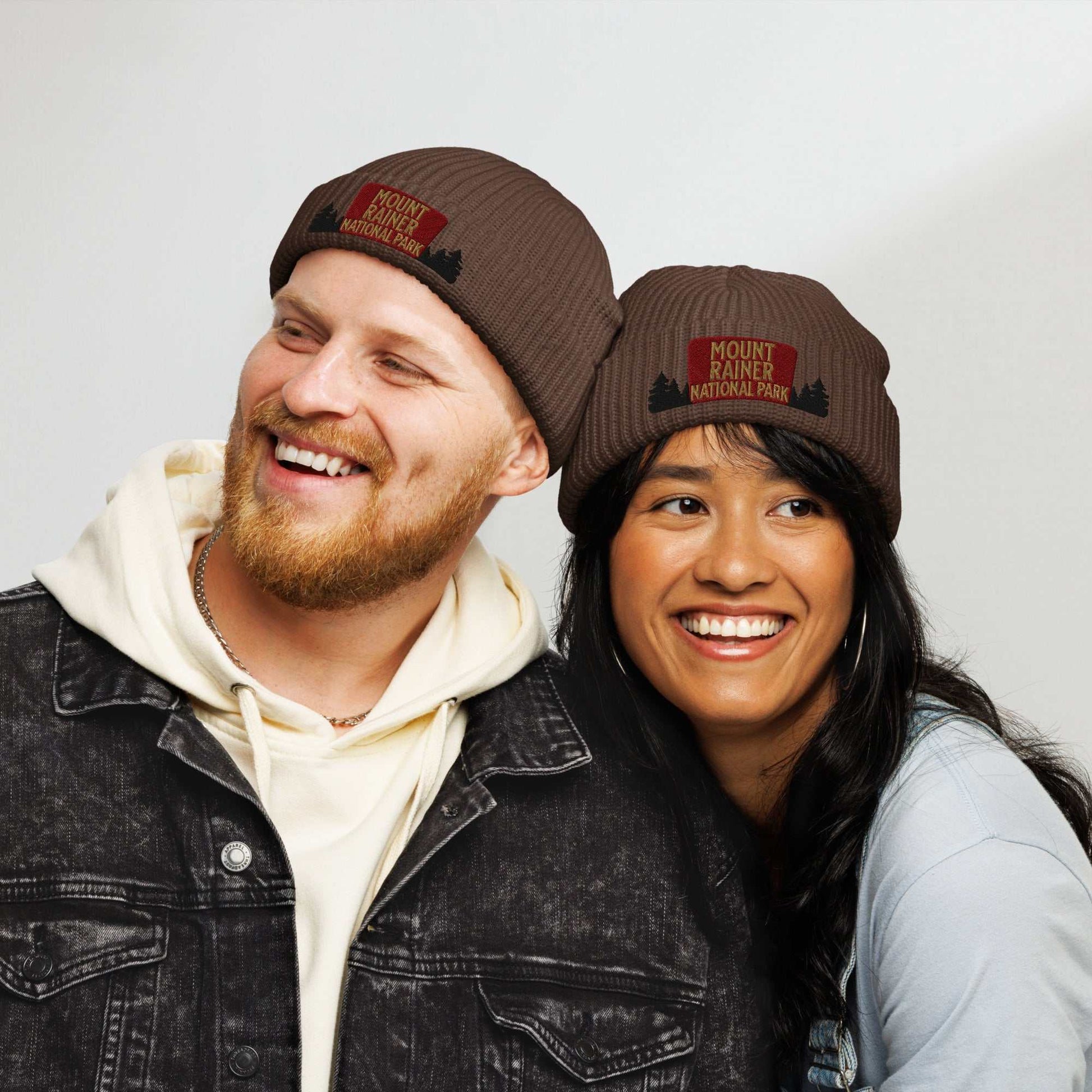 Mount Rainier National Park Sign Embroidered Beanie - MENLL