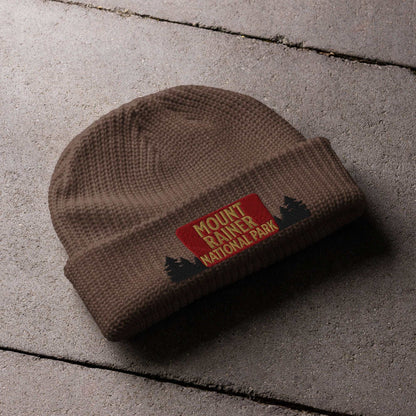Mount Rainier National Park Sign Embroidered Beanie - MENLL