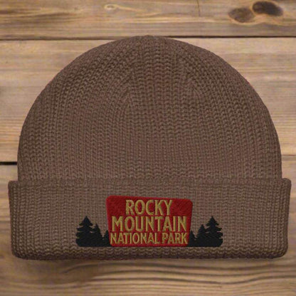 Rocky Mountain National Park Sign Embroidered Beanie - MENLL
