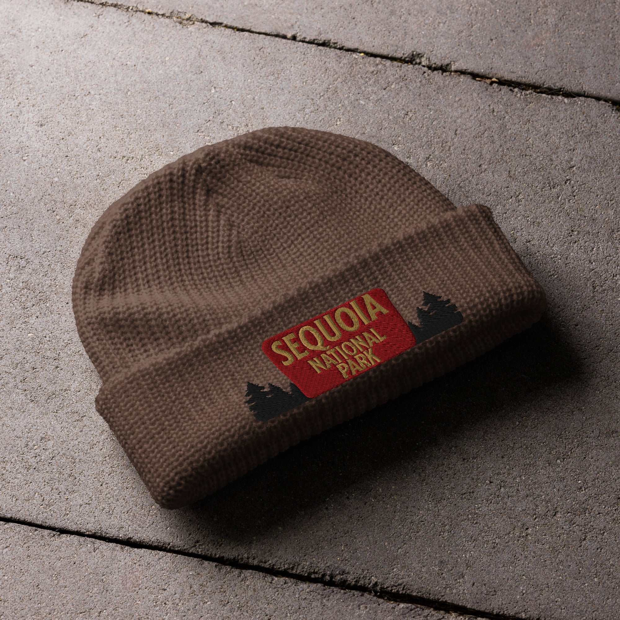 Sequoia National Park Sign Embroidered Beanie - MENLL