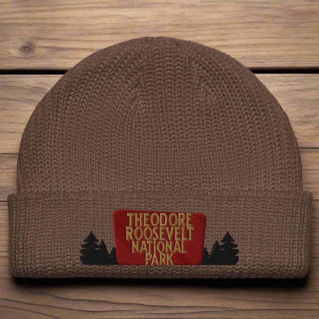 Theodore Roosevelt National Park Sign Embroidered Wharf Beanie - MENLL