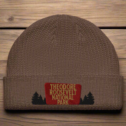 Theodore Roosevelt National Park Sign Embroidered Wharf Beanie - MENLL