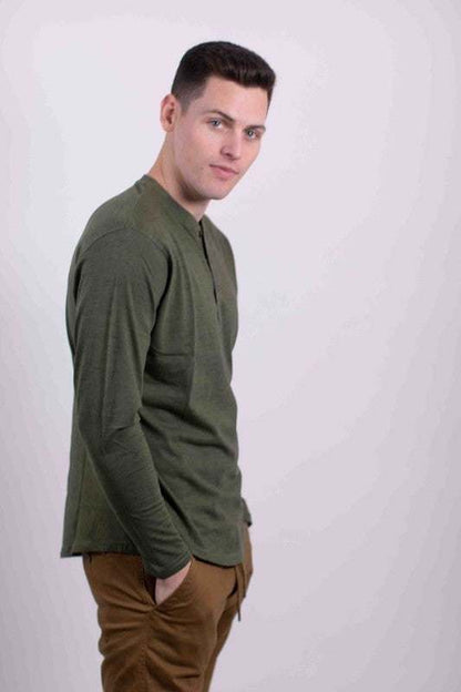 Elevate Your Style with Comfort: Men's Long Sleeve Classic Henley T-Shirt