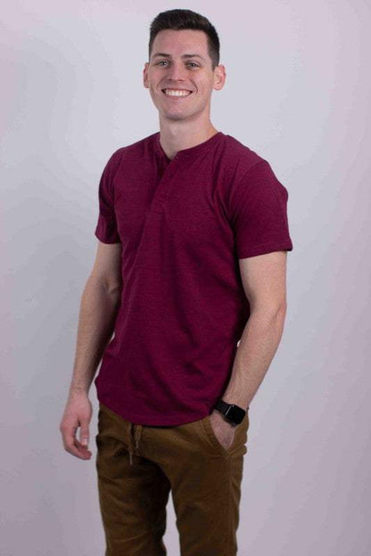 Elevated Comfort Cotton Henley T-Shirt with Button Detail - MENLL