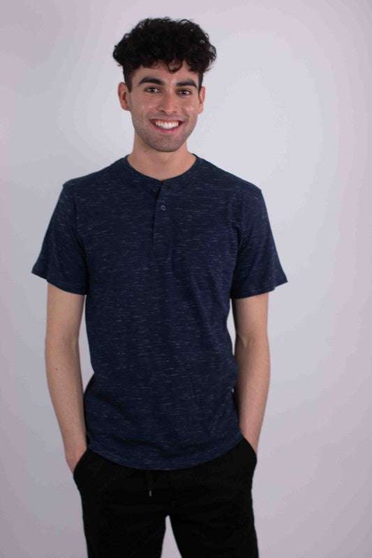 Elevated Comfort Cotton Henley T-Shirt with Button Detail - MENLL