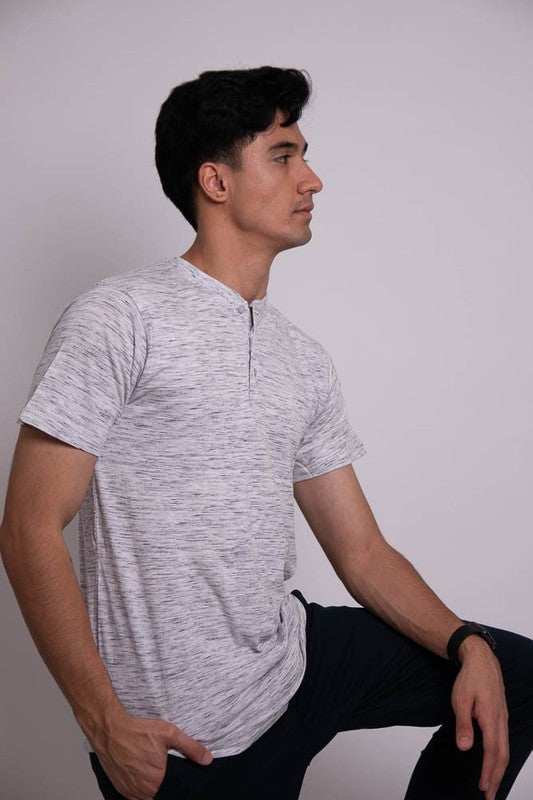 Elevated Comfort Cotton Henley T-Shirt with Button Detail - MENLL