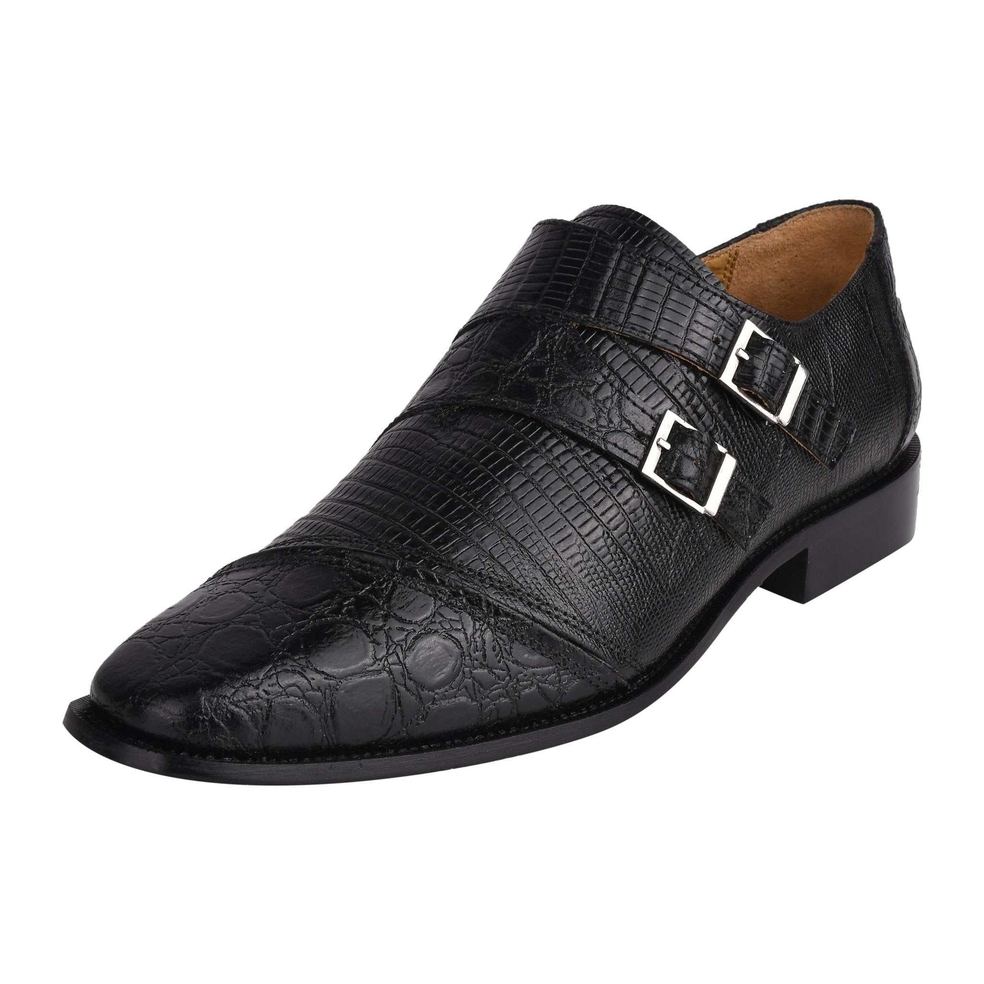 GRACE Genuine Leather Oxford Style Double Monk Strap Shoes for Men - MENLL
