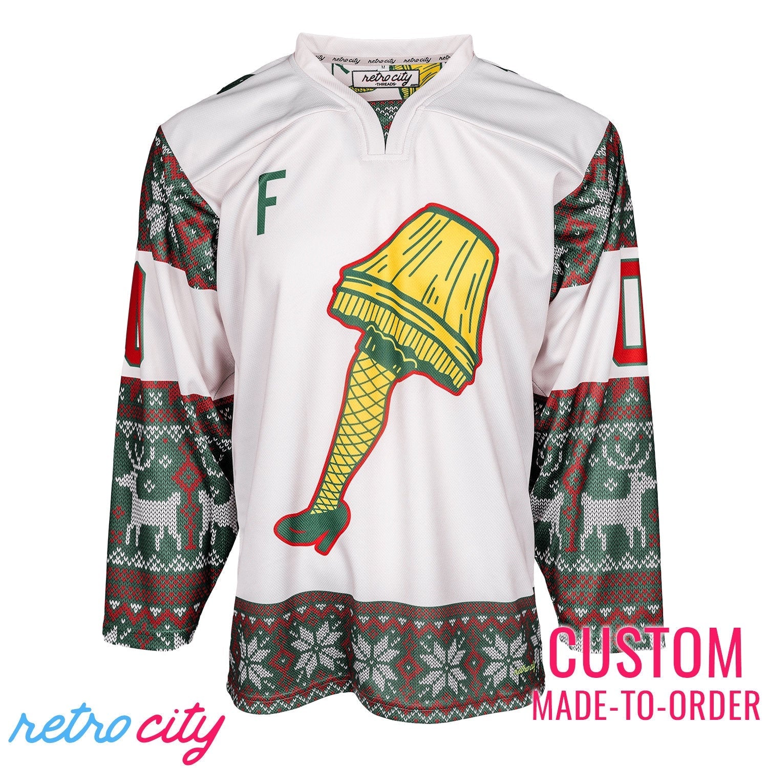 Retro City Threads A Christmas Story Leg Lamp Fragile Ralphie Hockey Jersey - Main Product Image