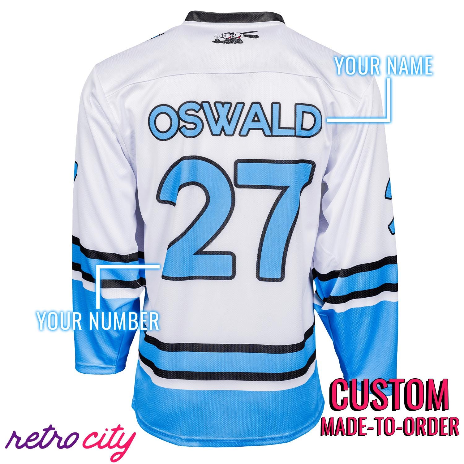 Retro City Threads Lucky Rabbits Oswald Hockey Jersey Sweater - Alternate Angle