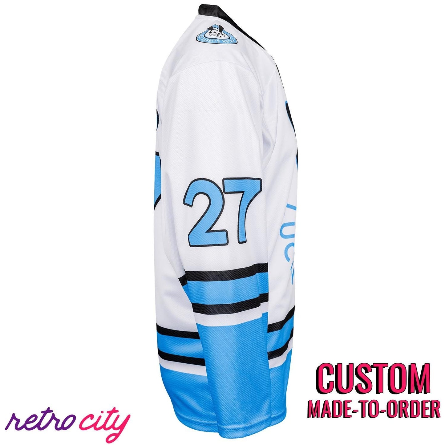 Retro City Threads Lucky Rabbits Oswald Hockey Jersey Sweater - Detail View