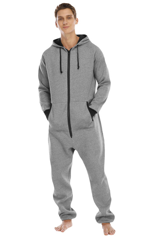 Men's Thickened Sweater Fleece Jumpsuit Pajamas Homewear Casual Suits - MENLL