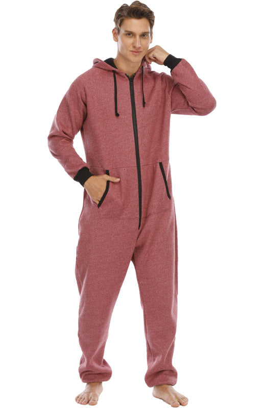 Men's Thickened Sweater Fleece Jumpsuit Pajamas Homewear Casual Suits - MENLL