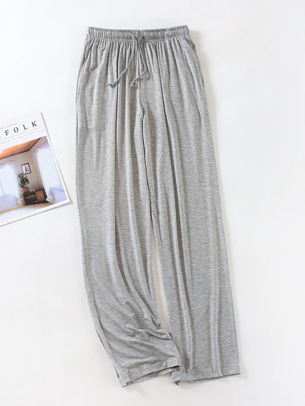 Men's pajamas modal home pants in gray, thin and loose with elastic waist.