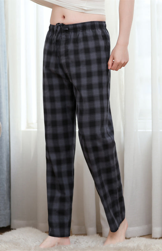 Men's thin cotton plaid pajamas, comfortable and breathable.