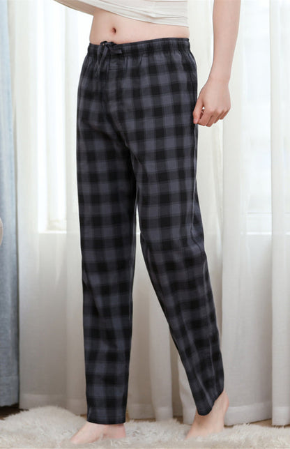 Men's thin cotton plaid pajamas, comfortable and breathable.