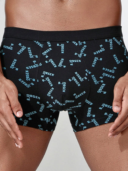 Men's Mid Waist Cotton Breathable Print Boxer Briefs - MENLL