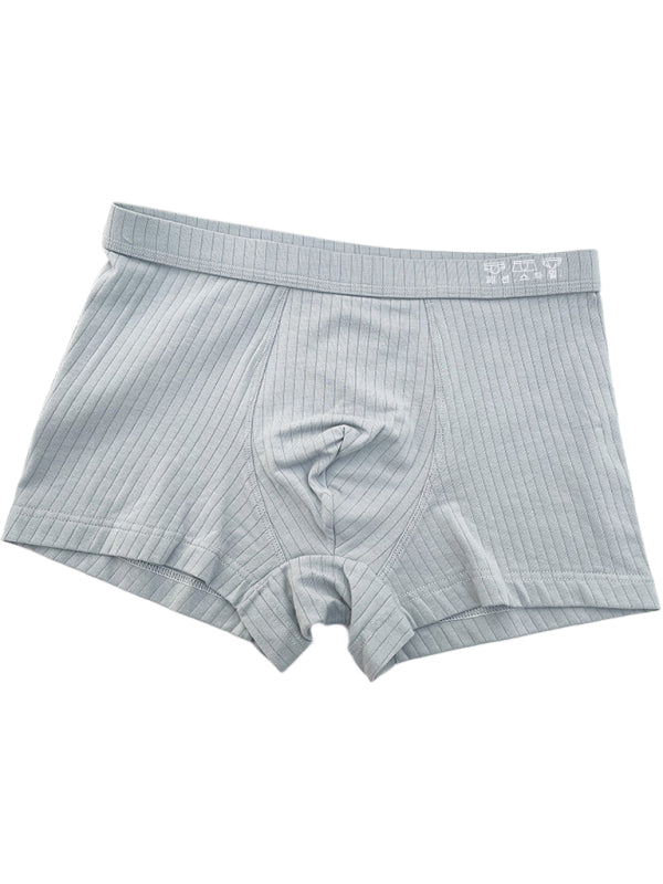 Men's pure cotton boxer briefs in solid color with ribbed texture.