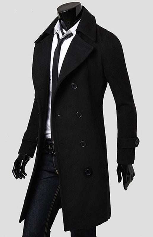 Elegant Men's Double Breasted Wool Overcoat for Timeless Style