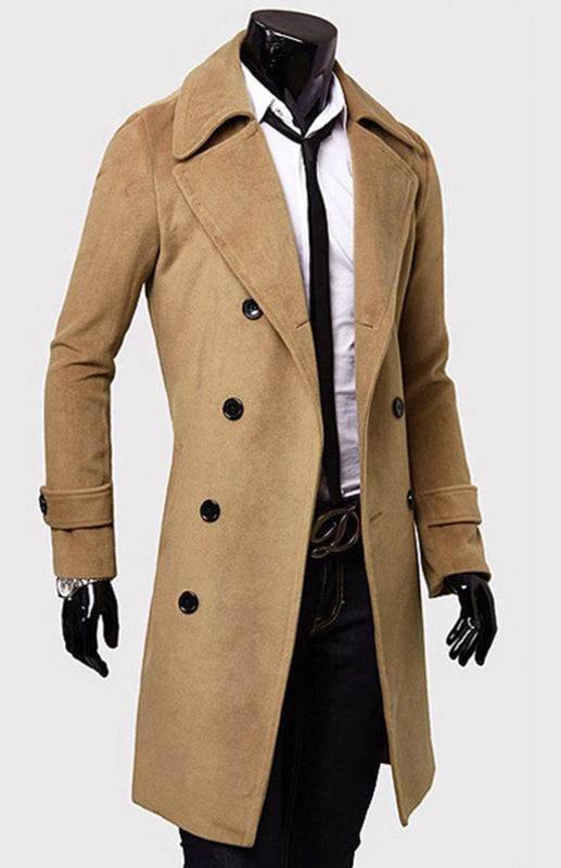 Elegant Men's Double Breasted Wool Overcoat for Timeless Style