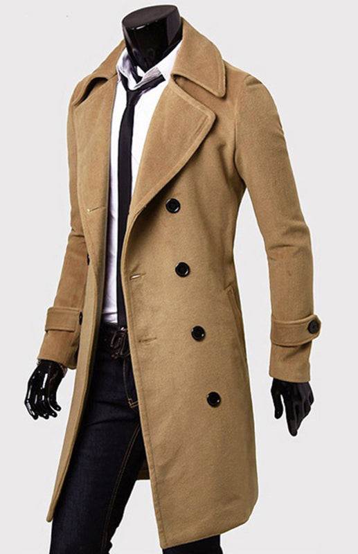 Elegant Men's Double Breasted Wool Overcoat for Timeless Style