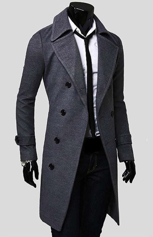 Elegant Men's Double Breasted Wool Overcoat for Timeless Style