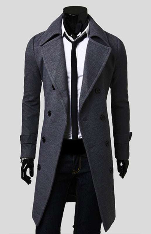 Elegant Men's Double Breasted Wool Overcoat for Timeless Style