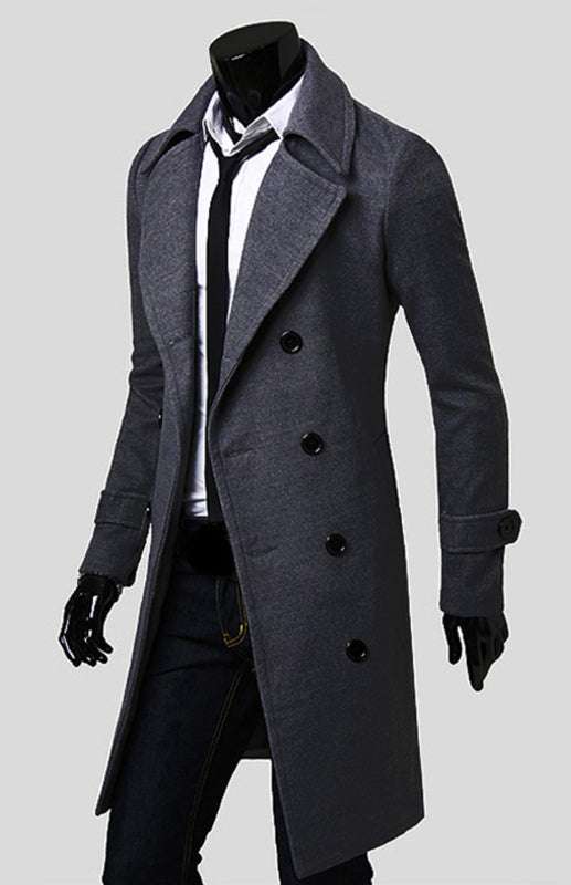 Elegant Men's Double Breasted Wool Overcoat for Timeless Style