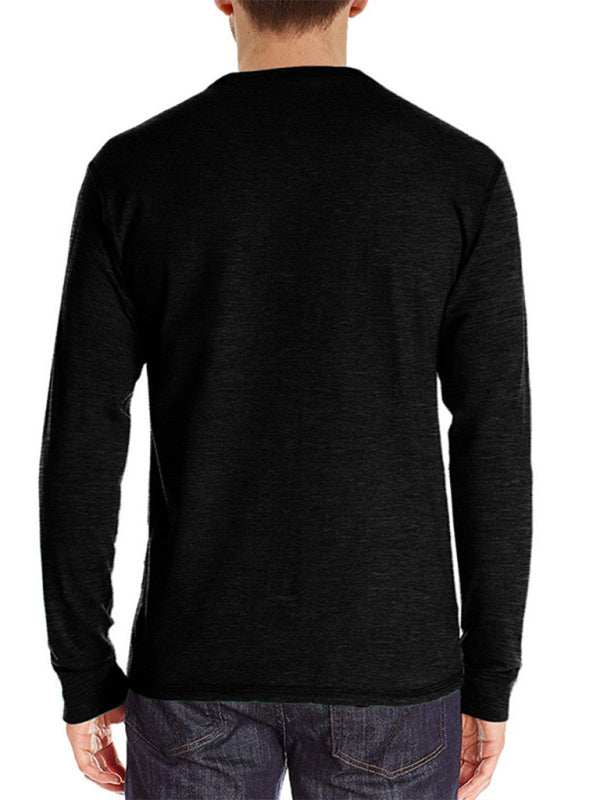 Stylish Men's Long-Sleeved Solid Color T-Shirt - Comfortable Bottoming Shirt for Autumn-Winter Casual Wear