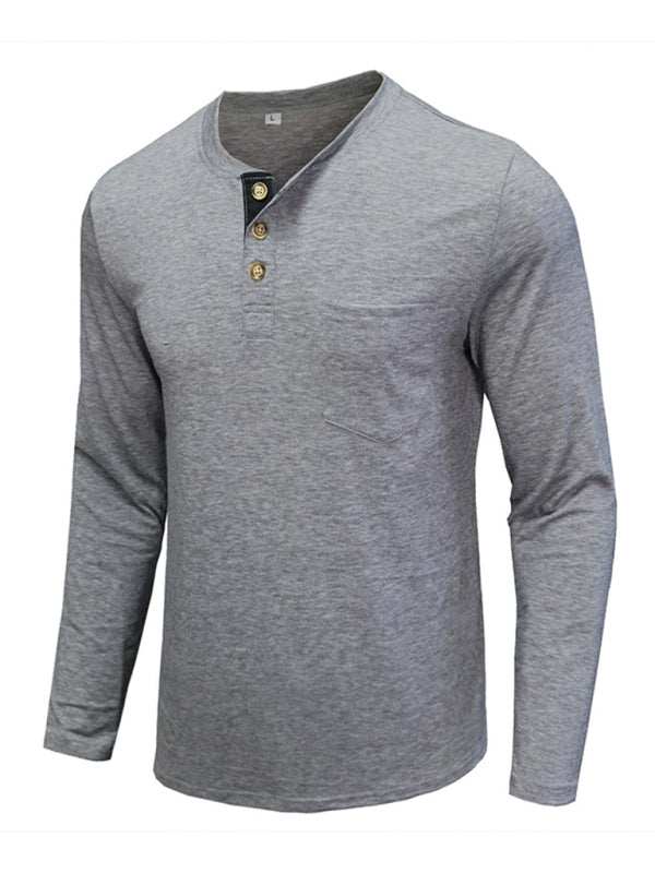 Stylish Men's Long-Sleeved Solid Color T-Shirt - Comfortable Bottoming Shirt for Autumn-Winter Casual Wear