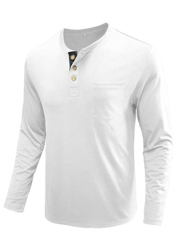 Stylish Men's Long-Sleeved Solid Color T-Shirt - Comfortable Bottoming Shirt for Autumn-Winter Casual Wear