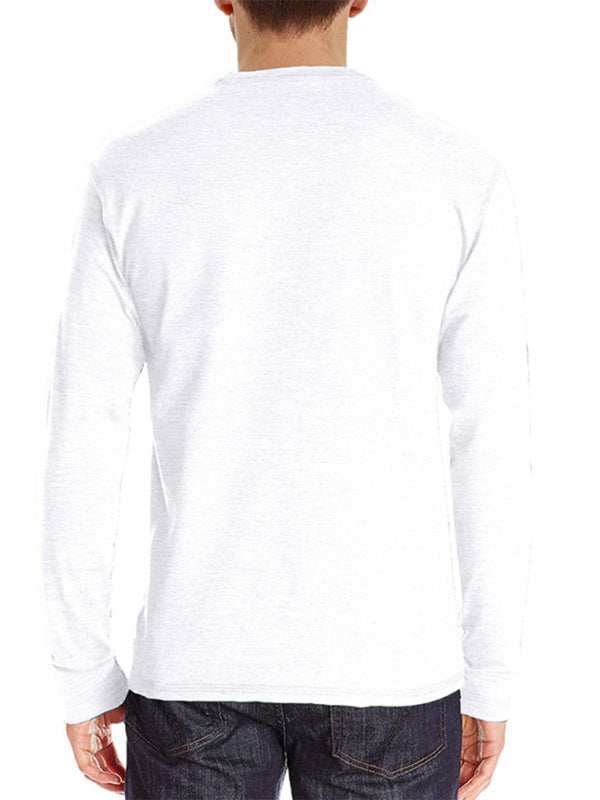 Stylish Men's Long-Sleeved Solid Color T-Shirt - Comfortable Bottoming Shirt for Autumn-Winter Casual Wear