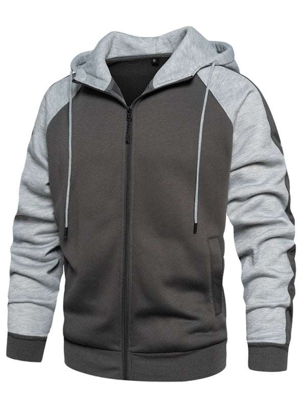 Versatile Men's Hooded Zipper Cardigan with Color Block Design - Perfect for All Seasons! - MENLL