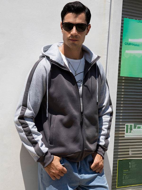 Versatile Men's Hooded Zipper Cardigan with Color Block Design - Perfect for All Seasons! - MENLL