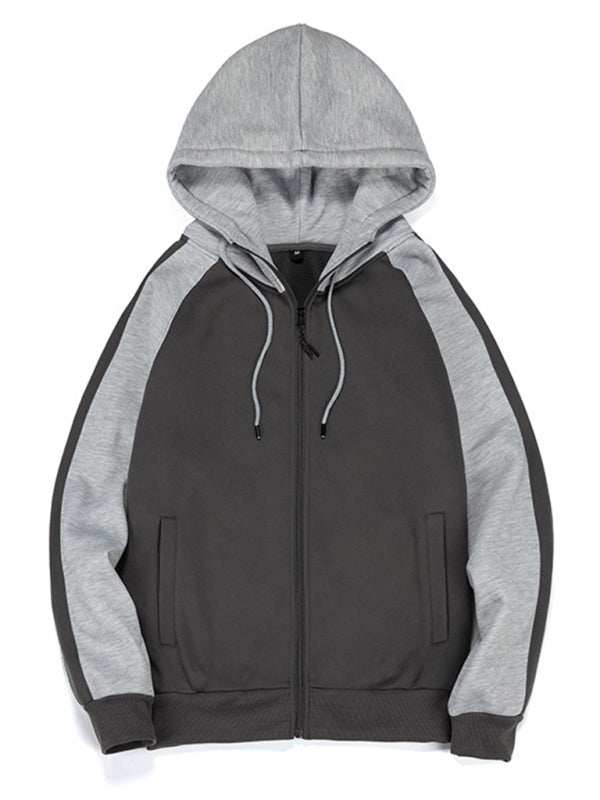 Versatile Men's Hooded Zipper Cardigan with Color Block Design - Perfect for All Seasons! - MENLL