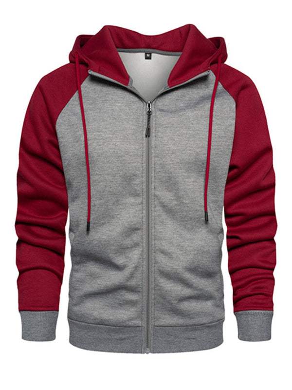 Versatile Men's Hooded Zipper Cardigan with Color Block Design - Perfect for All Seasons! - MENLL