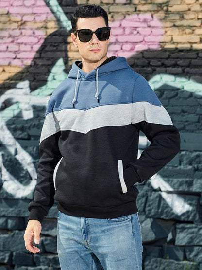 Stylish Men's Color Block Hooded Sweatshirt - Perfect for Year-Round Casual Wear - MENLL