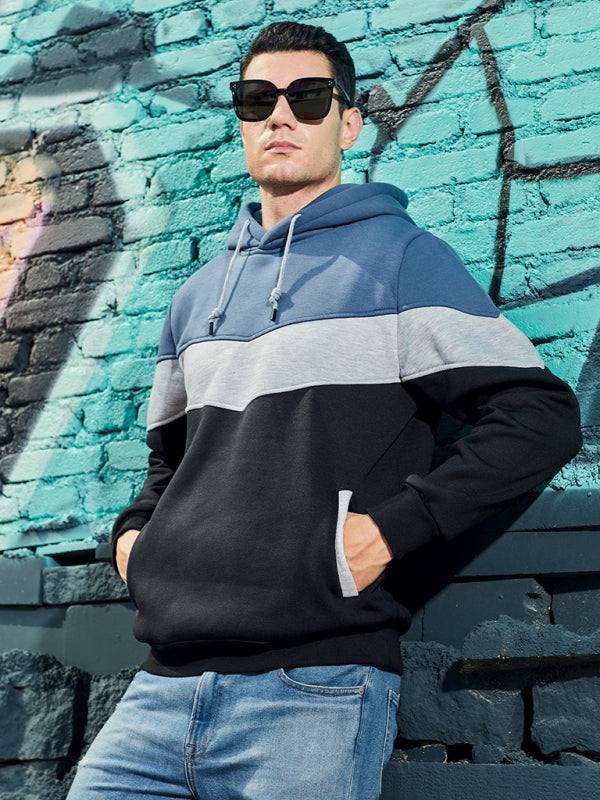 Stylish Men's Color Block Hooded Sweatshirt - Perfect for Year-Round Casual Wear - MENLL