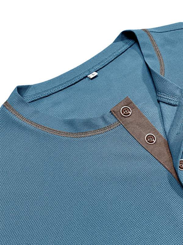 Vintage-Inspired Men's Short Sleeve Henley T-Shirt for Effortless Style