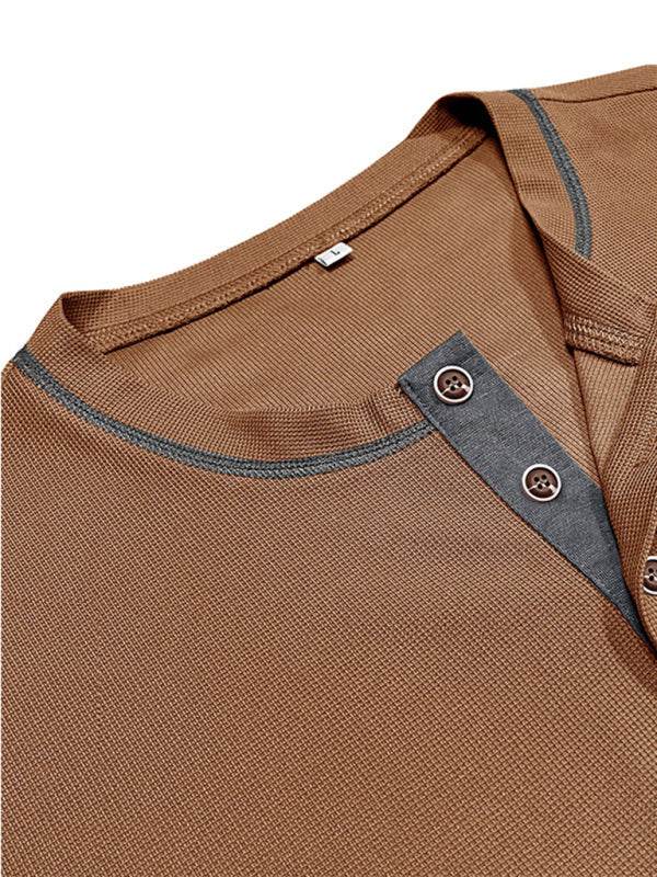Vintage-Inspired Men's Short Sleeve Henley T-Shirt for Effortless Style