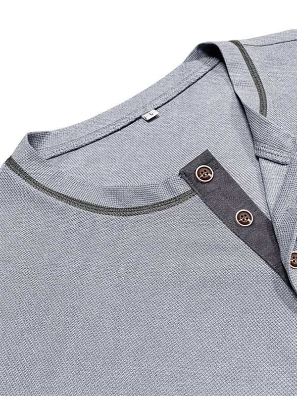 Vintage-Inspired Men's Short Sleeve Henley T-Shirt for Effortless Style
