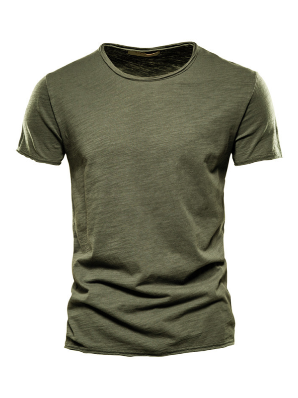 Men's Premium Slub Cotton Round Neck Tee - Effortless Style for Spring & Summer