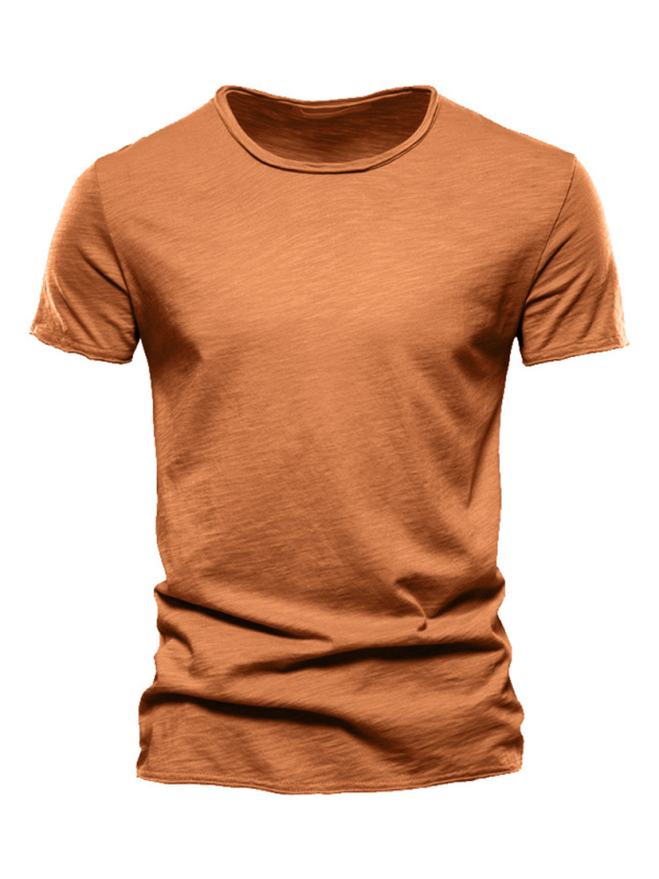 Men's Premium Slub Cotton Round Neck Tee - Effortless Style for Spring & Summer