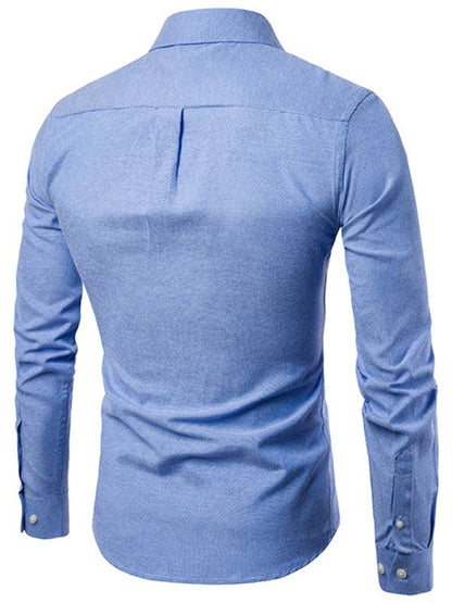 Stylish Men's Oversized Cotton Oxford Shirt - Long Sleeve Casual Elegance for Every Occasion - MENLL