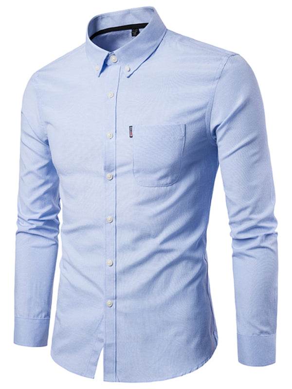 Stylish Men's Oversized Cotton Oxford Shirt - Long Sleeve Casual Elegance for Every Occasion - MENLL